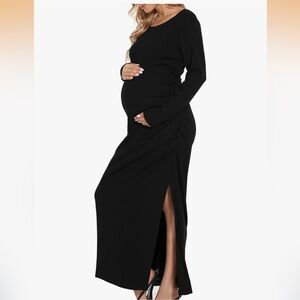 Maternity Long Sleeve Maxi Dress - Black